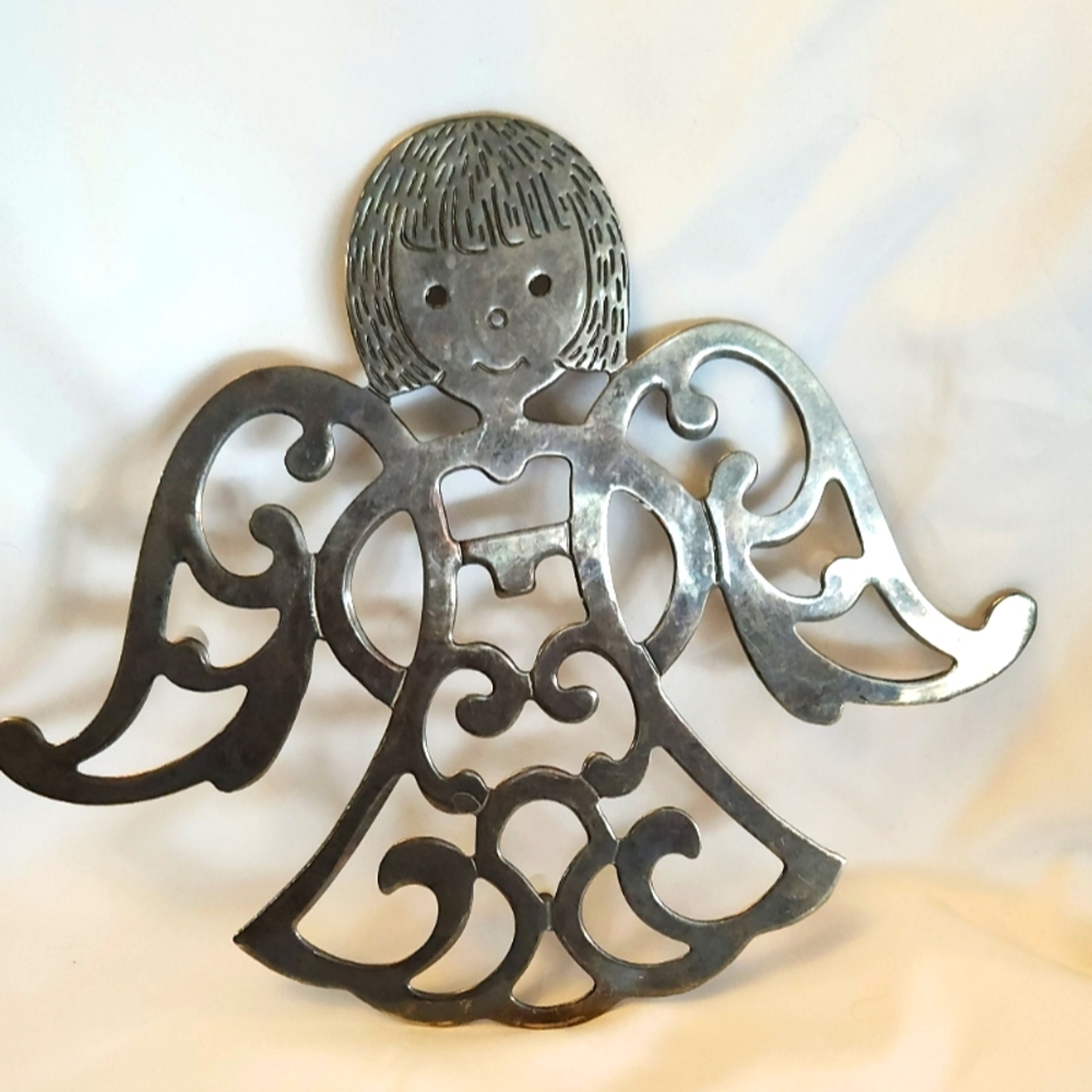 Vintage WIM Silver Plated Angel Trivet